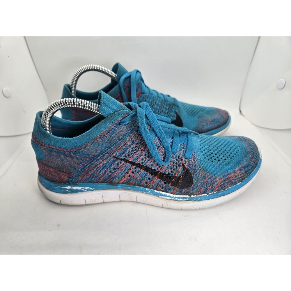 Nike Free 4.0 Flyknit Shoes Mens 8 Blue Lagoon Running Athletic Barefoot Sneaker